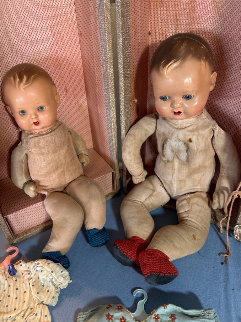 3 Vintage dolls with clothing and storage boxes - image 2 of 10