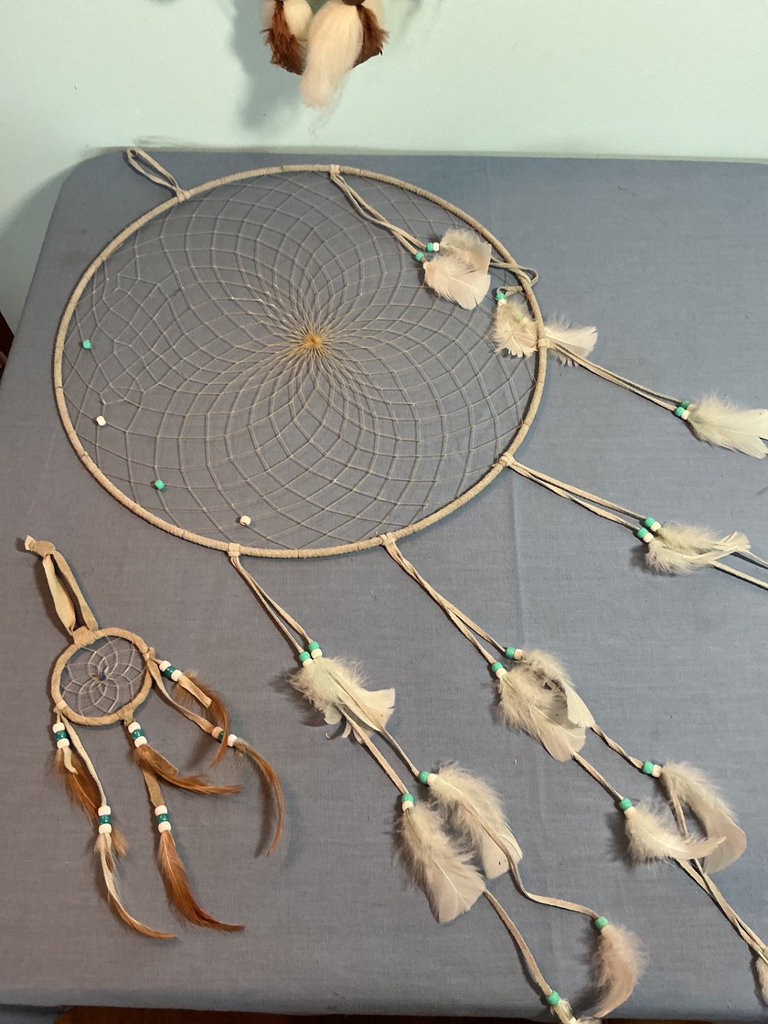 Two handcrafted dreamcatchers with fur, beads and feathers - image 5 of 5
