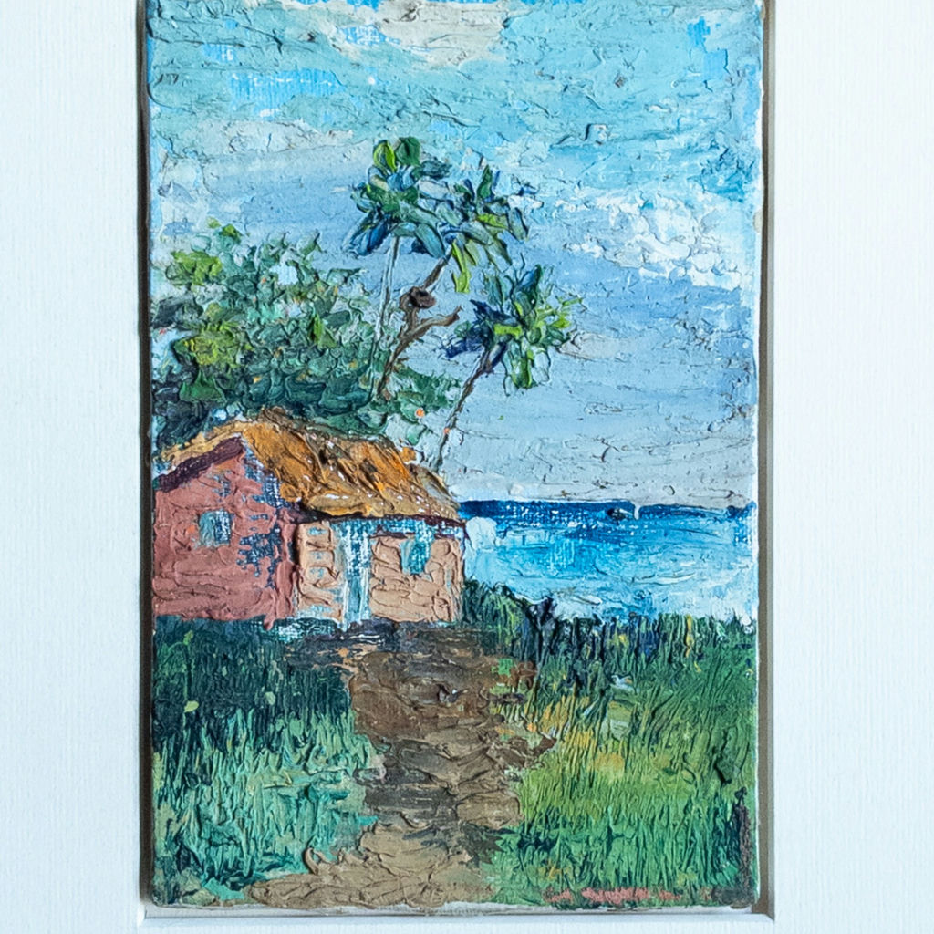 Impasto Beach Hut and Palm Trees Painting  - image 2 of 7