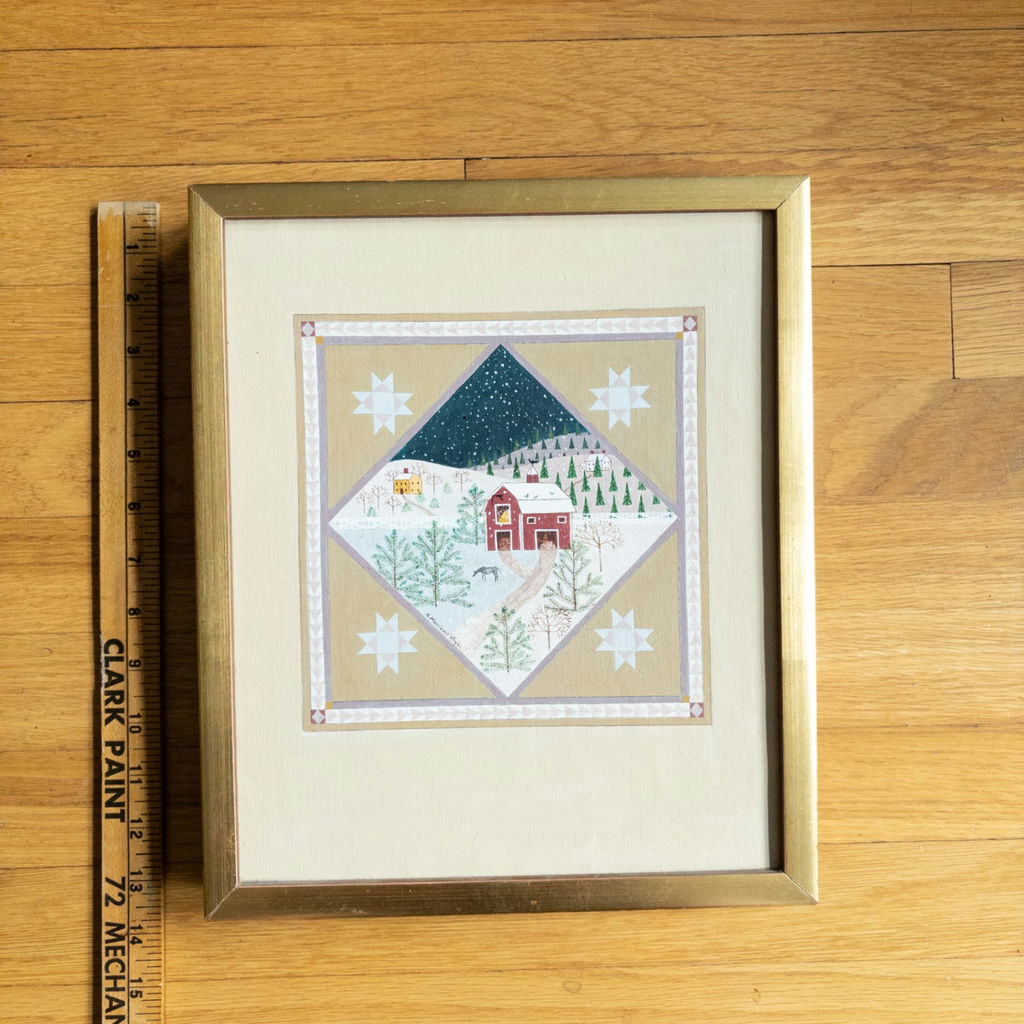American Folk Art Winter Landscape Painting - image 8 of 8