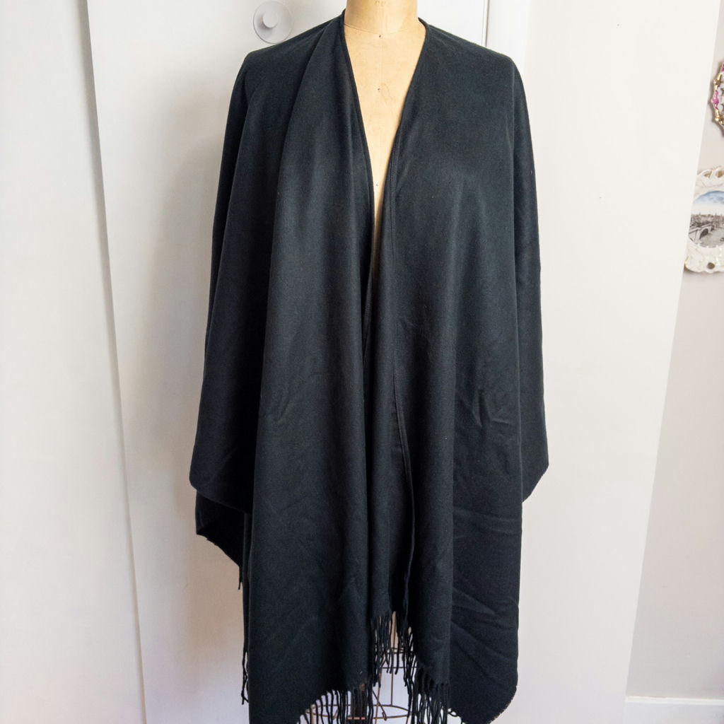 Black Fringed Wrap - image 1 of 7