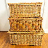 Vintage Wicker Lidded Hampers Stack, Set of 3 - thumbnail 3 of 14