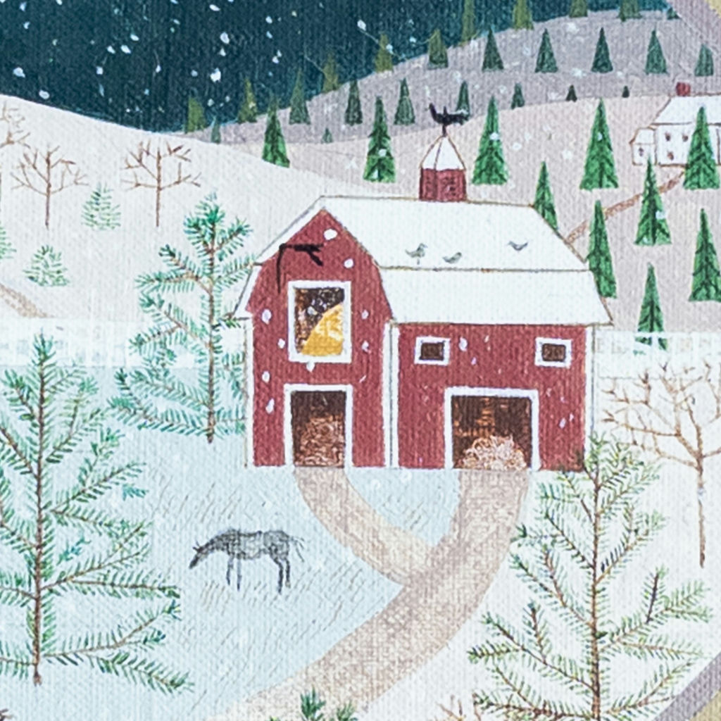 American Folk Art Winter Landscape Painting - image 3 of 8