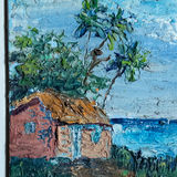 Impasto Beach Hut and Palm Trees Painting  - thumbnail 3 of 7