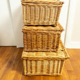 Vintage Wicker Lidded Hampers Stack, Set of 3 - thumbnail 2 of 14