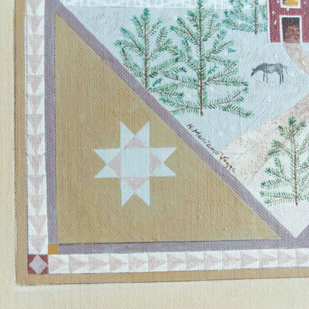 American Folk Art Winter Landscape Painting - image 4 of 8