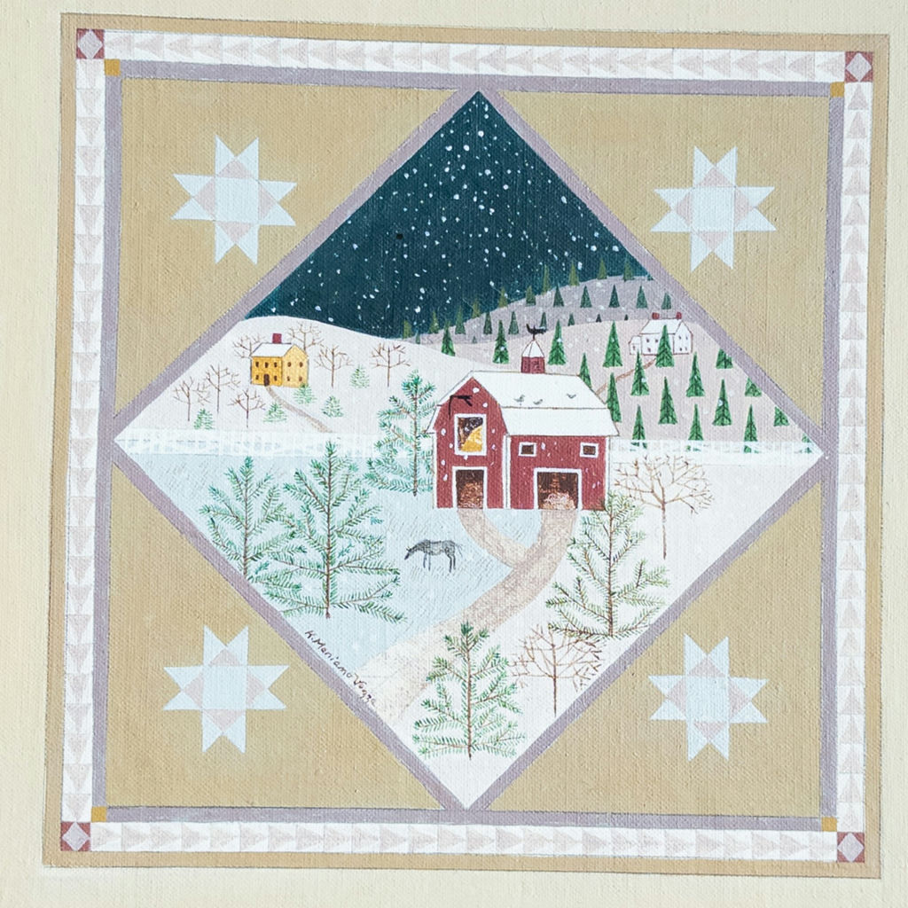 American Folk Art Winter Landscape Painting - image 2 of 8