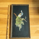 Vintage Framed Hand-Embroidered Peacock Folk Art - thumbnail 9 of 9