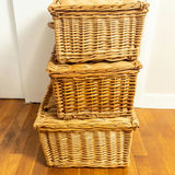 Vintage Wicker Lidded Hampers Stack, Set of 3 - thumbnail 4 of 14