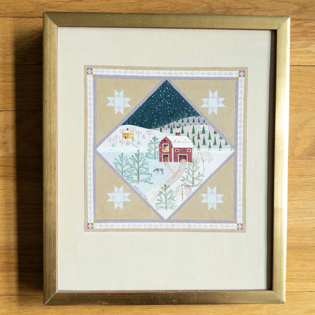 American Folk Art Winter Landscape Painting - image 1 of 8