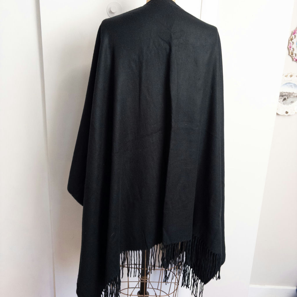 Black Fringed Wrap - image 3 of 7