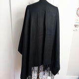 Black Fringed Wrap - thumbnail 3 of 7