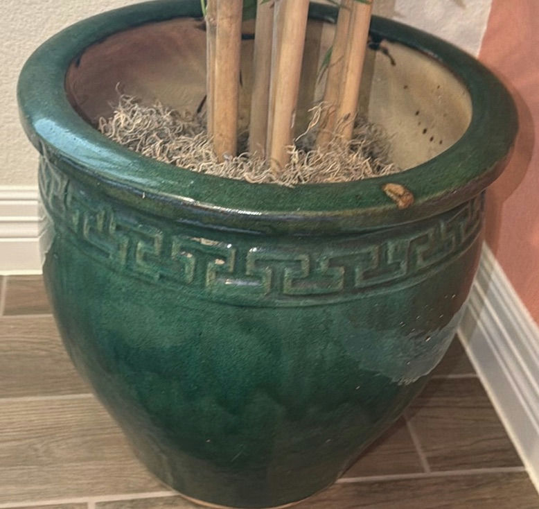 Artificial Bamboo Plant in Green Ceramic Pot - image 2 of 4