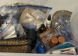 Mixed Beauty and Personal Care Items with Cosmetic Bag and Fabric - thumbnail 1 of 7