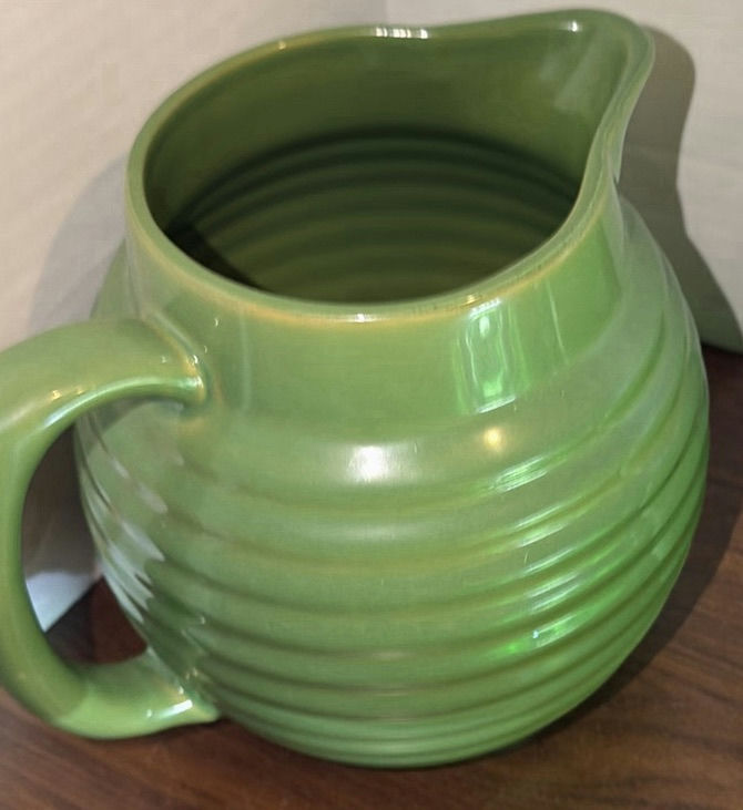 Collection of Vintage Green Glass and Ceramic Pitchers and Creamers - image 3 of 7