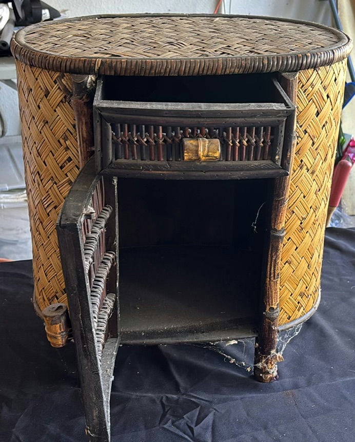 Woven Rattan and Bamboo Cabinet - image 3 of 4