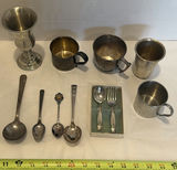Assorted Silver-Tone Cups, Goblet, Spoons, and Serving Utensils - thumbnail 1 of 7