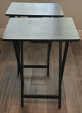 Wood Side Table and Two Black Folding Tray Tables - thumbnail 3 of 7