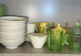 Assorted Ceramic Bowls, Ramekins, Pitchers, and Green Glass Mugs - thumbnail 1 of 7