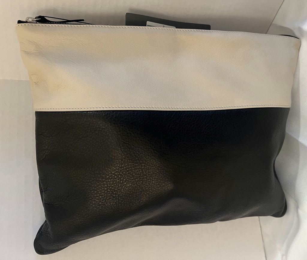 Eileen Fisher Black and White Leather Clutch Bag - image 2 of 5