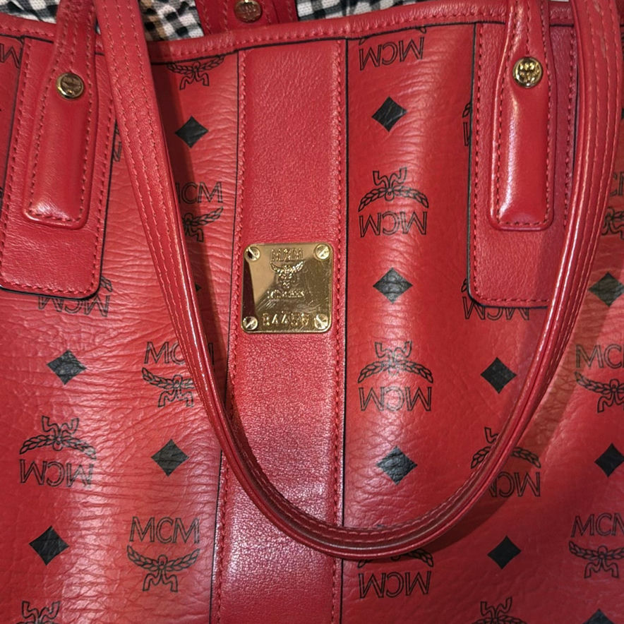 MCM Red Tote Bag and Carlos Falchi Gold Tote Bag - image 2 of 6