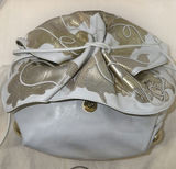 Carlos Falchi White and Gold Handbag with Red Heart Keychain - thumbnail 4 of 6
