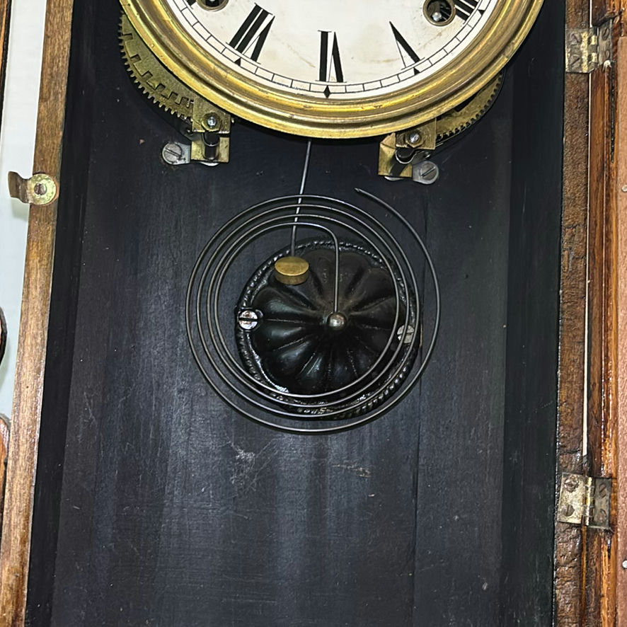Antique Pressed Wooden Mantel Clock - image 5 of 10