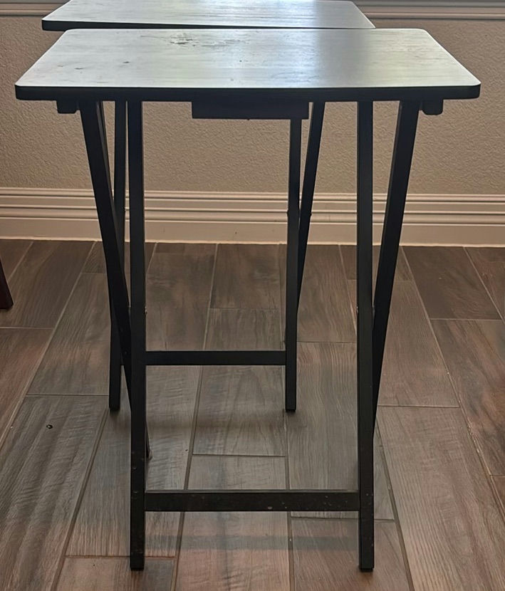Wood Side Table and Two Black Folding Tray Tables - image 4 of 7