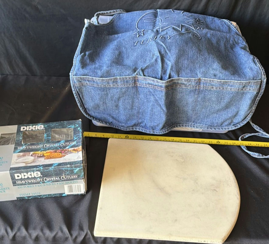 Turley Denim Apron, Cutting Board, Disposable Cutlery, and Kitchen Towels - image 1 of 7