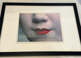 Framed Signed Portrait Print of Red Lips of Geisha - thumbnail 1 of 6