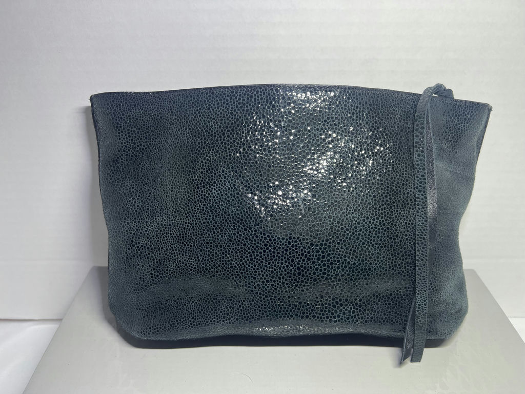 Eileen Fisher Blue Textured Leather Clutch Bag - image 1 of 4