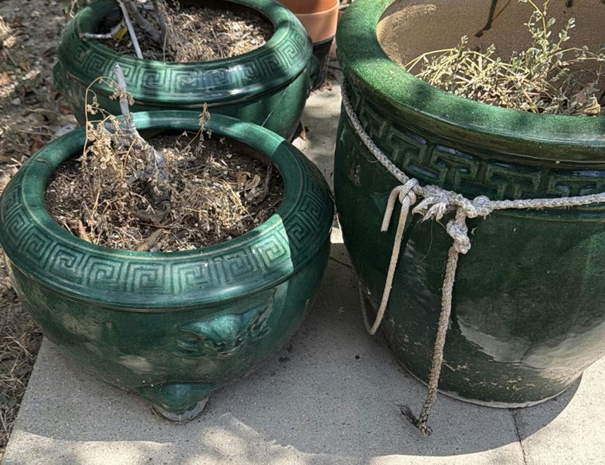 Assorted Ceramic Planters and Metal Watering Can - image 2 of 5