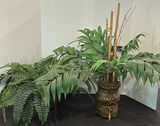 Artificial Plants in Woven Baskets and Wooden Display Stand - thumbnail 1 of 6