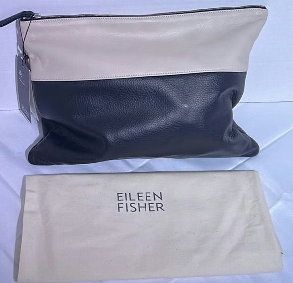 Eileen Fisher Black and White Leather Clutch Bag - image 1 of 5