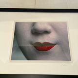 Framed Signed Portrait Print of Red Lips of Geisha - thumbnail 5 of 6