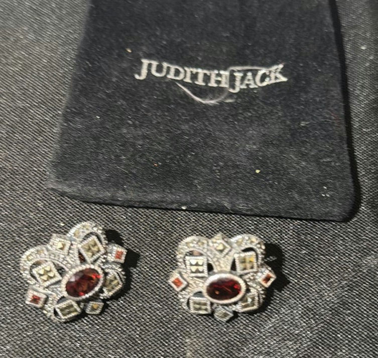 Collection of Southwestern Style Earrings and Judith Jack Pouch - image 8 of 8