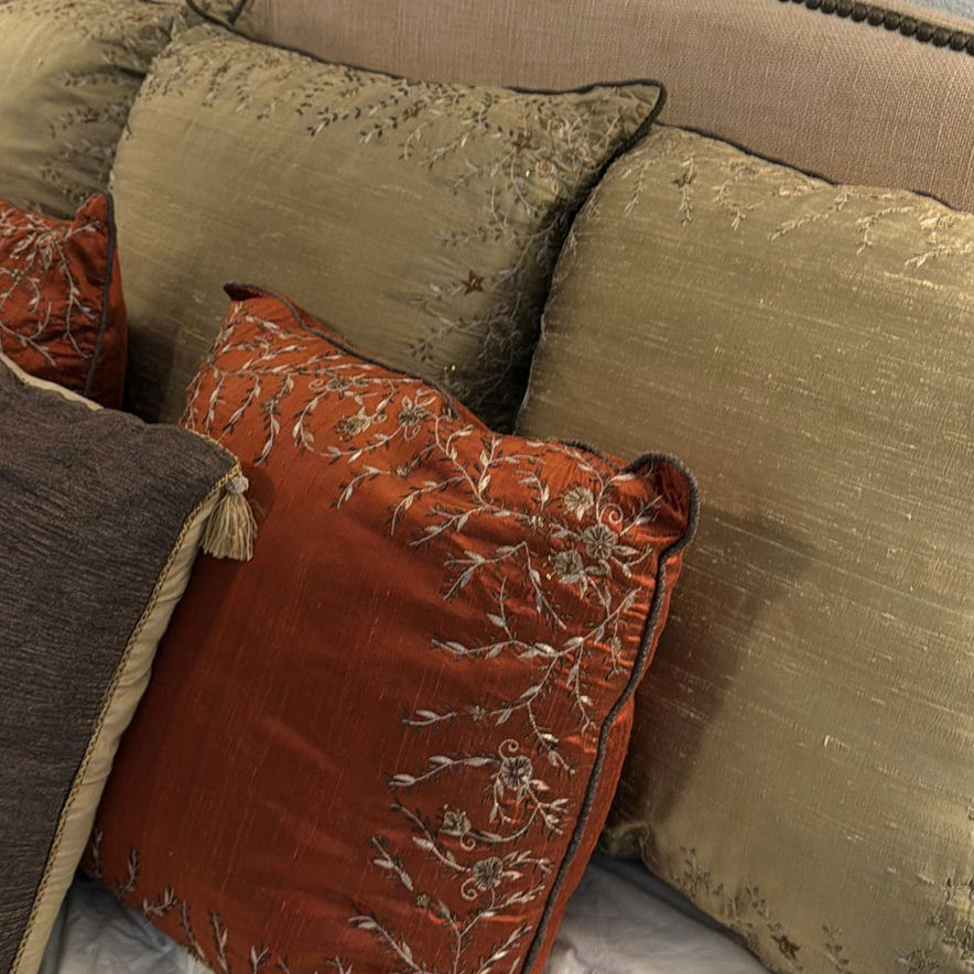 Decorative Silk Throw Pillow Set and Cal King Silk Bedspread - image 4 of 13