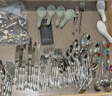 Assorted Flatware, Serving Utensils, Ceramic Asian Spoons, and Cocktail Picks - thumbnail 1 of 7