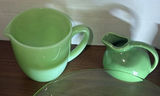 Collection of Vintage Green Glass and Ceramic Pitchers and Creamers - thumbnail 4 of 7
