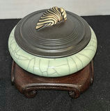 Set of Three Ceramic Lidded Containers with Wooden Bases - thumbnail 2 of 7