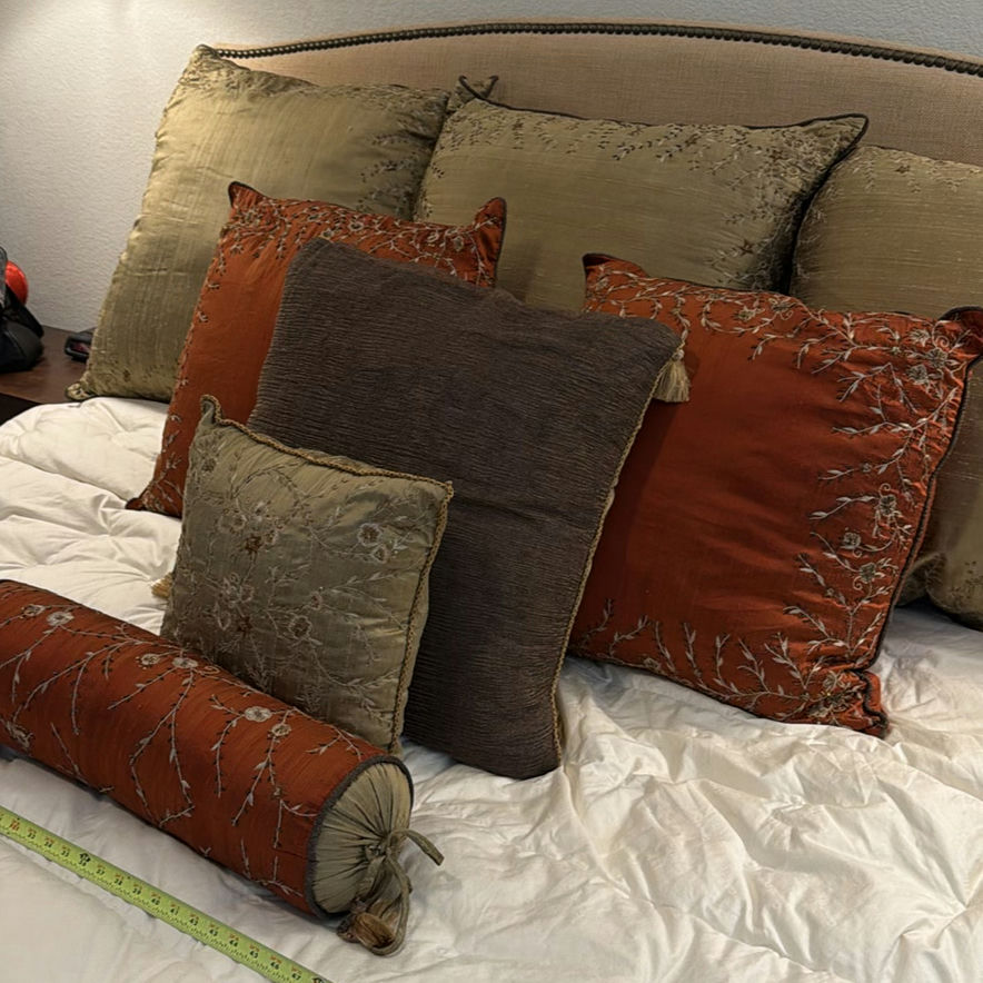 Decorative Silk Throw Pillow Set and Cal King Silk Bedspread - image 3 of 13