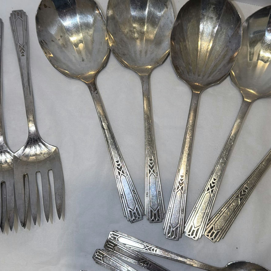 Silver-Tone Serving Utensils and Spoon Set - image 7 of 9