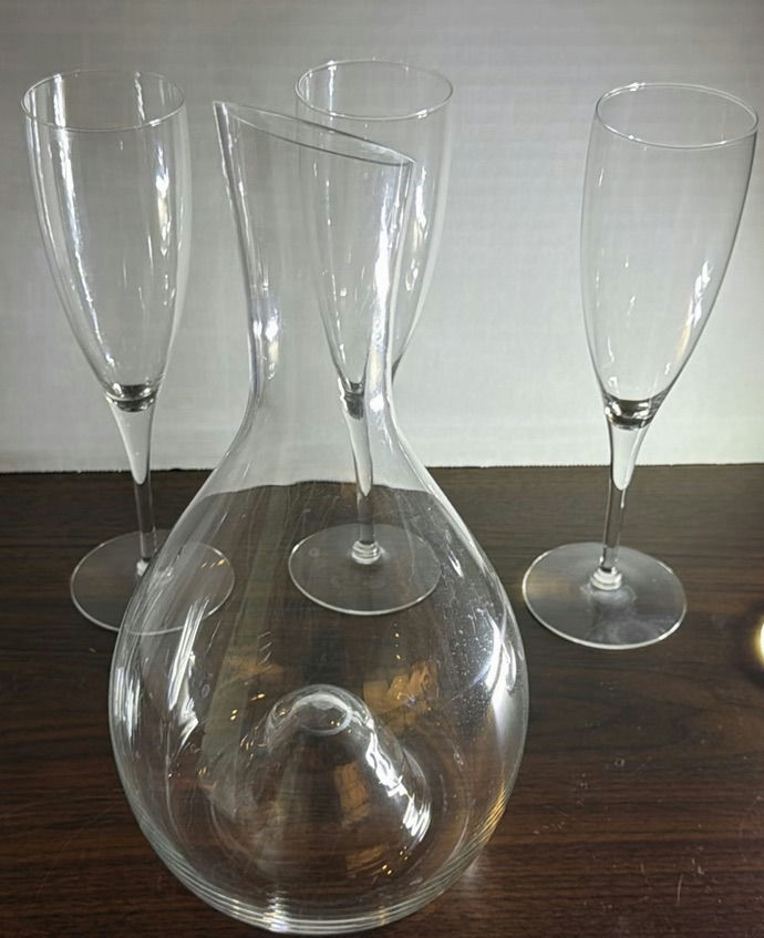 Glass Decanter and Champagne Flutes Set - image 1 of 5