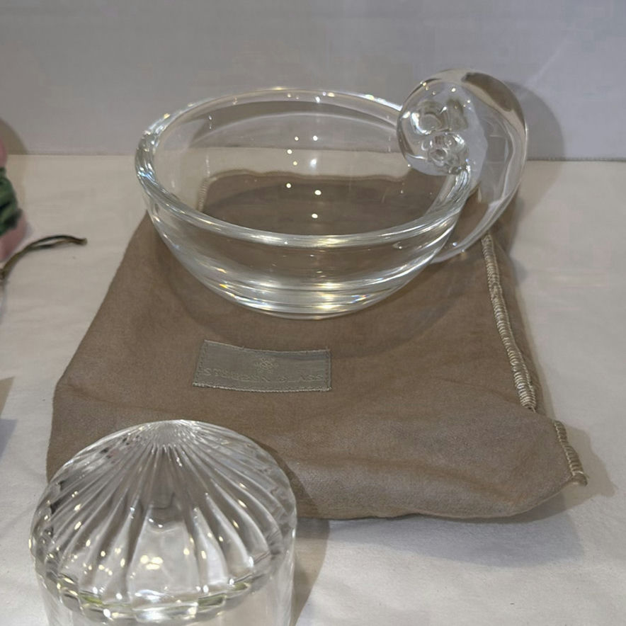 Steuben Glass Bowl and Covered Dish with Assorted Decor Items and Earrings - image 5 of 9