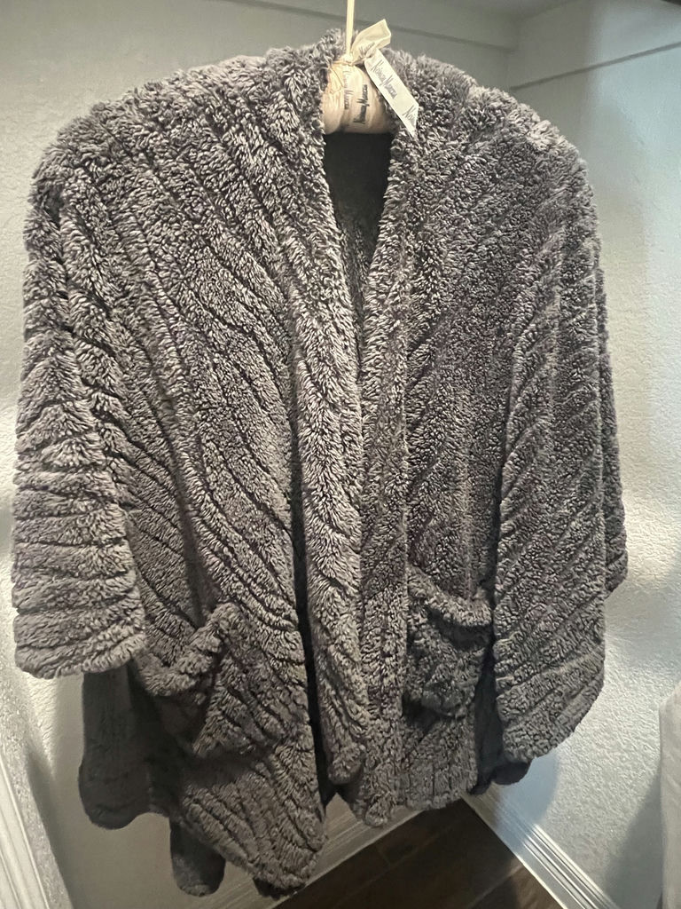 Gray Faux Fur Wrap and White + Warren Red Cashmere Scarf - image 1 of 11