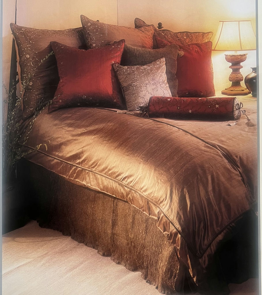 Decorative Silk Throw Pillow Set and Cal King Silk Bedspread - image 13 of 13
