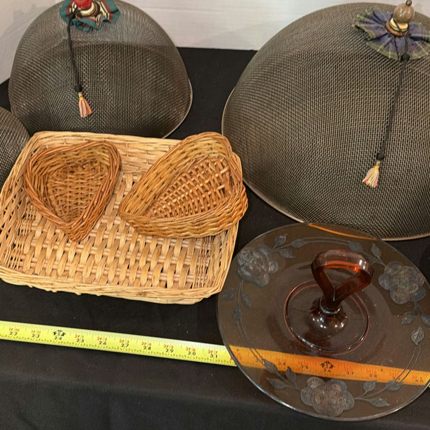 Decorative Mesh Food Covers, Wicker Baskets, and Glass Serving Pieces - image 3 of 7