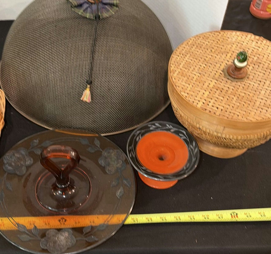 Decorative Mesh Food Covers, Wicker Baskets, and Glass Serving Pieces - image 2 of 7