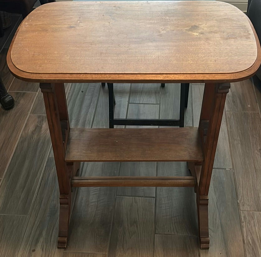 Wood Side Table and Two Black Folding Tray Tables - image 2 of 7