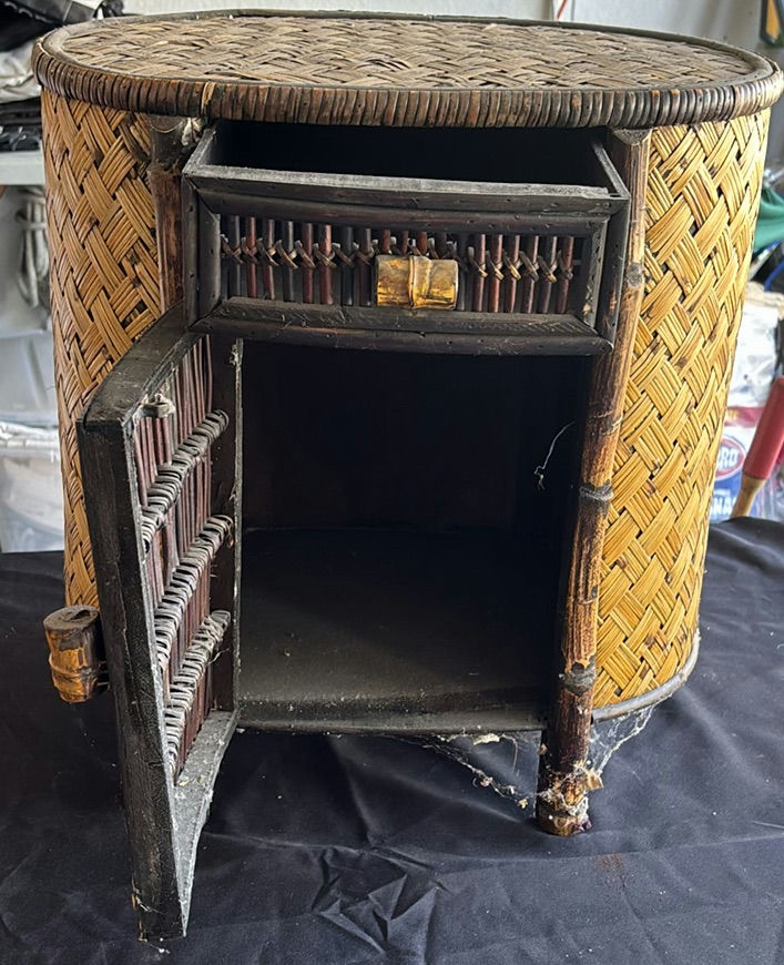 Woven Rattan and Bamboo Cabinet - image 2 of 4